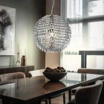 Suspension boules lumineuses boule lumineuse chrome design suspension, métal, 1x led 11W 1055Lm blanc chaud, DxH 30x150 cm