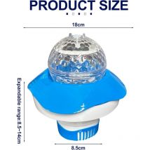 Lumière Piscine Flottante,Solaire Flottant Eclairage de piscine LED,Distributeur de Produits Chlore pour Pastilles de Chimiques de Brome Distribution