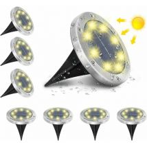 Lumière Solaire Extérieur Jardin Au Sol Extérieur 8 led 3000K Blanc Chaud Etanche IP65 Spot Solaire Extérieur Chemin Terrasse Cour Spots Solaires