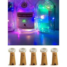 Lumières De Bouteille De Vin Avec Bouchon 20 Led 2 Mètres De Long Mini Lumières De Fil De Cuivre Pour Fêtes, Mariages Et Noël (Pack De 5 Multi Color)