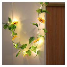 Lumières de fil de cuivre, lumières de fleur de fleur de rotin, lumières de décor de pièce de tournesol de tournesol de tournesol, lumières de rotin
