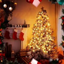 Lumières de Noël, 10m led Star Light Curtain 70 led Star Light Chains with 8 Mode Remote Control IP44 Waterproof - Warm White