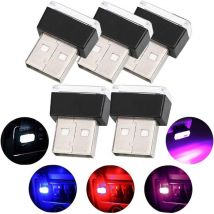 Tigrezy - Lumières intérieure de Voiture usb, 5 pièces Universel Mini led lumières, Lumières D'ambiance led de Voiture(5 Couleurs,