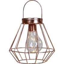 Lampe de Table Métal Cuivre 15CM - Lampe à Poser Ampoule Led avec Anse - Suspension Led Pile pour Decoration Interieure