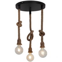 Sampa - Luminaire de plafond Mila 100cm réglable métal noir et corde naturel led