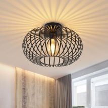 Luminaire Plafonnier Industriel, Eclairage de Plafond E27 Vintage en Métal, Lustre Suspension Cage, Lampe de Plafond pour Chambre Salon Café Entrée