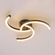 Luminaire Plafonnier LED Moderne, Plafonnier 24W 52cm, Lampe de Plafond Noir Design Courbé Lumière Chaude 3000K pour Salon, Chambre, Cuisine, Couloir