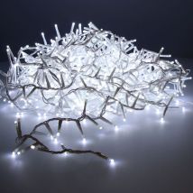 Ghirlanda led lampeggiante compatta da esterno bianco freddo 11m cavo bianco 500l