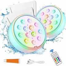 Lumière Piscine, Lampe Piscine Rechargeable Entièrement Scellée, Étanche IP68, Eclairage Piscine Led Couleur RGB16, Économie D'énergie Convient pour