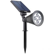 Lumi Jardin - lumisky Spot solaire extérieur étanche - 4 LEDs blanches - 200 Lm - Tete pivotante a 90°C