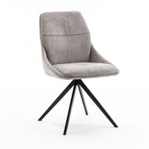 Luna modern fabric dining chair padded seat w arms metal leg kitchen 4 pcs Grey - Grey