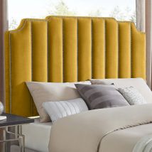 Casa - Luna Mustard Plush Small Double 30 inch Strutted Headboard