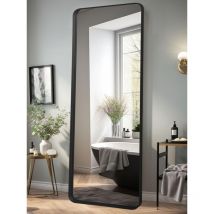 Ganzkörperspiegel 52 x 161 cm, großer Wand- und Standspiegel, für Schlafzimmer, Wohnzimmer, Flur & Eingangsbereich, schwarz - Lunamirror