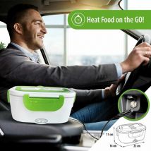 Lunch Box Chauffante Électrique 2 en 1 pour Voiture/Camion et Bureau 220V & 12V 40W, Gamelle Chauffante Acier Inoxydable 1.5L Sans couteau ni