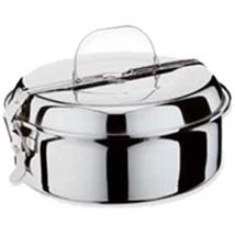 Runde Lunchbox aus Edelstahl 18 cm mit 2 Tellern 5021