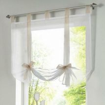 1 pièce Romain Rideau Adorable Nœud Assis Chambre Style en Voile brodé fenêtre - Beige - 140cmx140cm-Ensoleillé