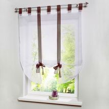 1 pièce Romain Rideau Adorable Nœud Assis Chambre Style en Voile brodé fenêtre - café - 60cmx140cm-Ensoleillé