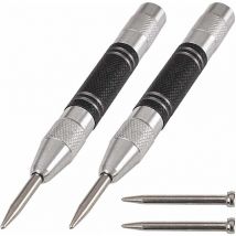 Lot de 2 poinçons centraux automatiques à ressort de 12,7 cm, tension réglable, avec 2 embouts de rechange