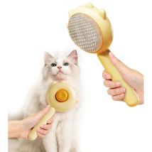 Selbstreinigende Tierbürste Für Hunde Und Katzen – Für Lang- Und Kurzhaarige Katzen, Zum Kämmen, Massieren Und Entfernen Von Tierhaaren (hellgelb)