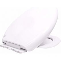 Hsha - Lunette de toilette à fermeture douce - Blanche - Avec fermeture rapide pour un nettoyage facile-ovale