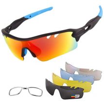 Lunettes de cyclisme, lunettes de sport, lunettes de cyclisme polarisées pour hommes, 4 pièces de protection de verres remplaçables pour le cyclisme
