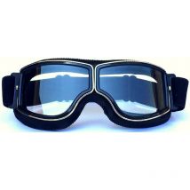Lunettes de Moto et Jet Lunettes de Protection Masques de Moto 18x8cm (Cadre noir + lentille transparente)- Trimec