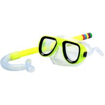 Lunettes de plongée avec tuba - Lunettes de natation pour enfants de 4 à 15 ans anti-ultraviolets, anti-buée(jaune fluo)