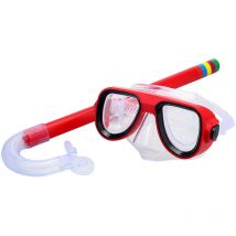 Lunettes de plongée avec tuba - Lunettes de natation pour enfants de 4 à 15 ans anti-ultraviolets, anti-buée (rouge)