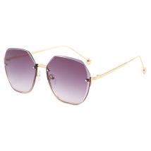 Lunettes de soleil à bords coupés irréguliers sans cadre Lunettes de soleil à la mode pour femmes, grand visage, lunettes à grande monture, mode mince