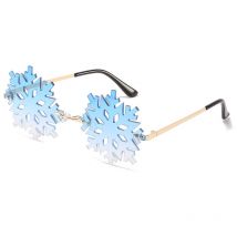 Lunettes de soleil amusantes personnalisées européennes et américaines avec monture dorée et flocons bleus progressifs