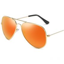 Lunettes de soleil polarisées pour hommes, monture dorée, film rouge