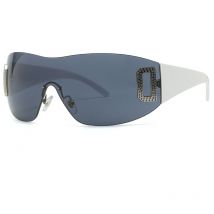 Lunettes de soleil pour femmes, sport, punk, lunettes de soleil, tendance, pour hommes (blanc, gris)