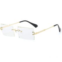 Lunettes de soleil rectangulaires sans monture à monture métallique ultralégère pour femmes/hommes