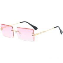 Lunettes de soleil rectangulaires sans monture Lunettes à monture métallique ultra légère Lunettes carrées tendance
