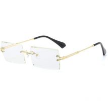 Lunettes de soleil rectangulaires sans monture Lunettes à monture métallique ultra légère Lunettes carrées tendance