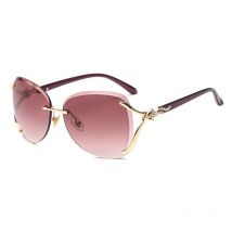 Lunettes de soleil sans monture pour femmes Lunettes de soleil à verres ronds à monture bling Lunettes de soleil à monture métallique Femmes Hommes