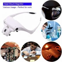 Yzmrbdqc - Lunettes Loupe avec 2 Lumières led, Frontale Grossissantes Casque Loupe Mains Libres pour Couture, Lecture Réparations, Bijoux, Montres et