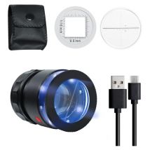 Lupenlupe 10x, wiederaufladbare Juwelierlupe mit LED-Licht und Skala, einstellbare Länge