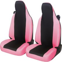 Lupex shop - Coppia coprisedili anteriori per Smart (W450,W451 e W453), Made In Italy, tessuto policotone, Senza logo, Nero\Rosa