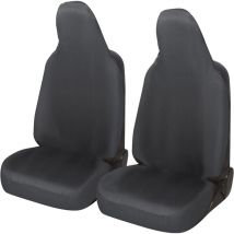 Lupex shop - Coppia coprisedili anteriori universali per Smart forfour, Made In Italy, tessuto policotone, poggiatesta integrato, Senza logo, Grigio