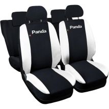 Lupex shop - Coprisedili Auto Compatibili per Panda 2a e 3a serie, Made In Italy, anteriori, e posteriori 50/50, tessuto poliestere - Nero/Bianco