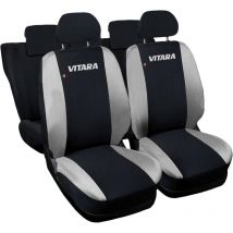 Lupex shop - Coprisedili Auto Compatibili per Vitara, Made In Italy, anteriori e posteriori con copri poggiatesta incluso, tessuto poliestere, Nero