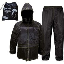 Lupexshop - Lupex Shop - Tuta Moto Impermeabile Antipioggia Antivento, con borsa, colore nero, set di giacca e pantalone da pioggia con cappuccio a