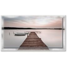 Lupia - Quadro Moderno Su Tela Con Cornice Stampata, Newext 75x135 Cm Lake View, Stampa Tela In Cotone E Cornice Legno Mdf, Soggiorno, Camera Da Letto