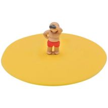 Couvercles protège-verre Beach Watch – Lot de 8 – Silicone platine – Jaune avec personnage Billy – Accessoire de rangement pour cuisine