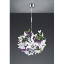 Suspension Papillon 4xg9 Chrome Papillons Multicolores Ø50 Cm Trio Lighting