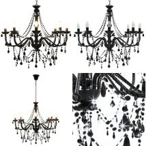 Vidaxl - Lustre à perles Noir 8 ampoules E14 - lustre - lustres - Home & Living - Noir