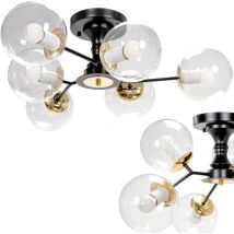 Toolight - lustre APP1134-6C noir or verre balles E27 6-POINTS de lumière