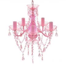Youthup - Lustre avec 5 ampoules Crystal rose - The Living Store - Rose