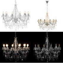 Vidaxl - Lustre avec perles Argenté 12 ampoules E14 - lustre - lustres - Home & Living - Argent